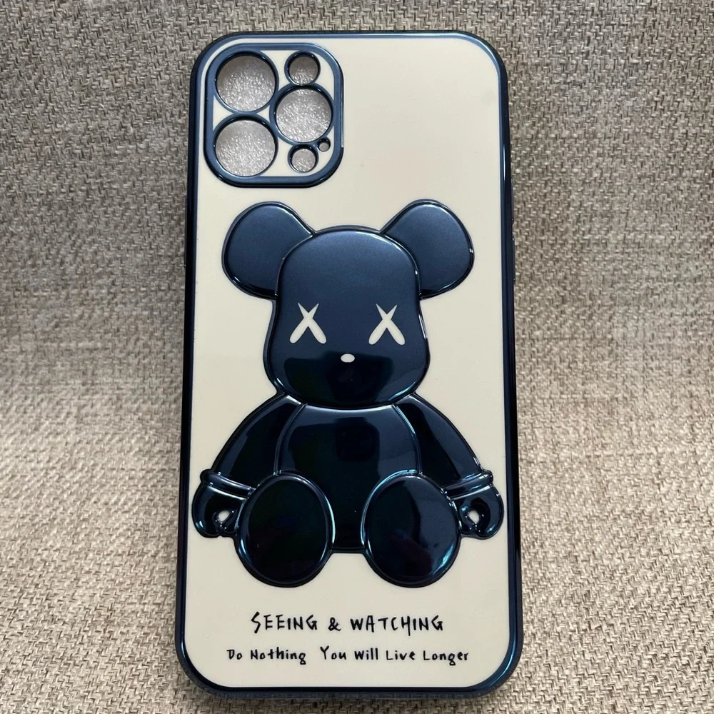 Electroplate Blue Violent Bear in White Background iPhone Case